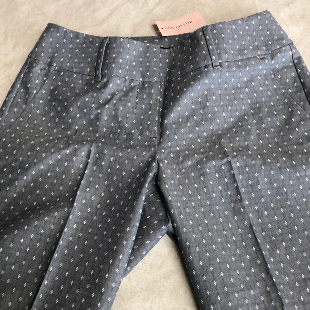 Ann Taylor Women's Curvy Cropped Leg Trouser Pants Gray White Diamond Size 2P - Picture 3 of 14